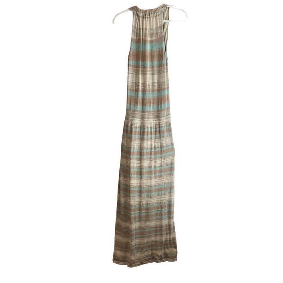 Tommy Bahama Women's Brown Blue Striped Sparkling Surplice Dress Maxi Medium - Picture 11 of 11